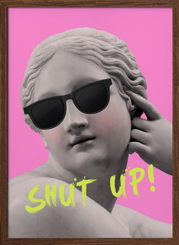 Sassy Statue Sunglasses | Poster - Walnut Frame Interior