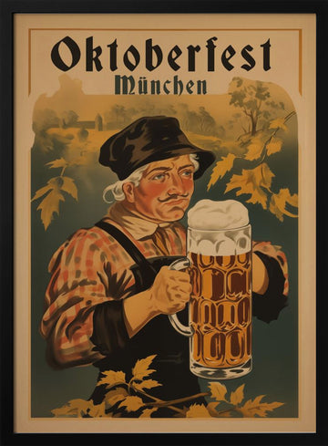 Oktoberfest Bavarian Man | Poster - Black Metal Frame Interior