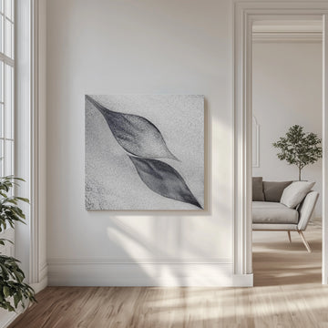 Grey Organic Leaves | Canvas - Room Interior 1
