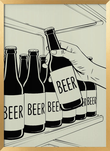 Grabbing Cold Beer | Poster - Gold Frame Interior