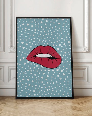 Biting Red Lip | Poster - Room Interior 1