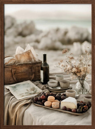 Elegant Coastal Picnic | Poster - Walnut Frame Interior
