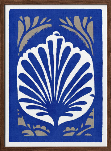 Elegant Blue Shell | Poster - Walnut Frame Interior