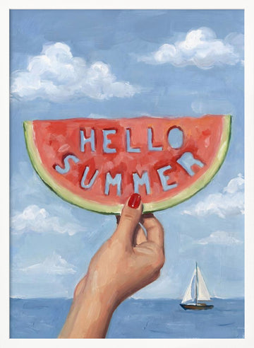 Hello Summer Watermelon | Poster - White Frame Interior