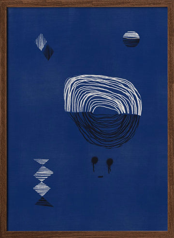 Indigo Night Gaze | Poster - Walnut Frame Interior