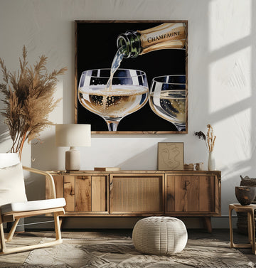 Golden Champagne Pour | Poster - Room Interior 2