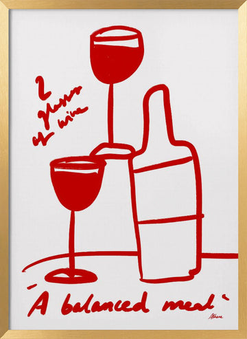 2 Glasses of Wine | Poster - Gold Frame Interior
