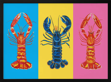 Colorful Pop Lobsters | Poster - Black Metal Frame Interior