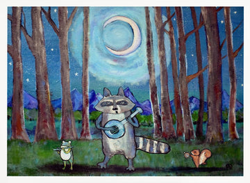 Moonlit Forest Concert | Poster - White Frame Interior