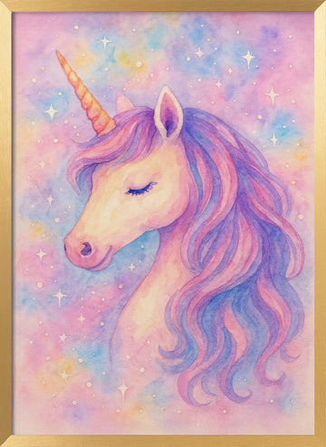 Dreamy Pastel Unicorn | Poster - Gold Frame Interior