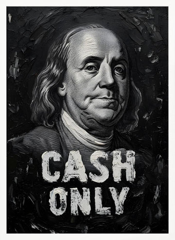 Benjamin Franklin Cash Only | Poster - White Frame Interior