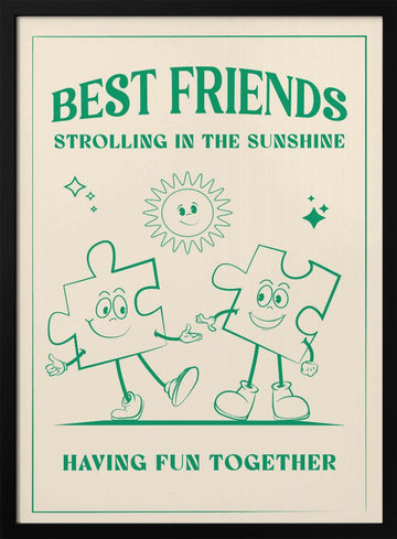 Best Friends Strolling Sunshine | Poster - Black Metal Frame Interior
