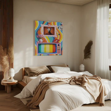 Funky Retro Dog Portrait | Canvas - Room Interior 2