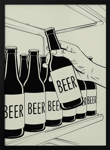 Grabbing Cold Beer | Poster - Black Metal Frame Interior