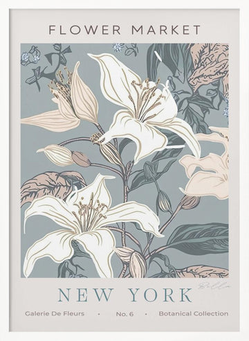 New York Flower Market Lilies | Poster - White Frame Interior
