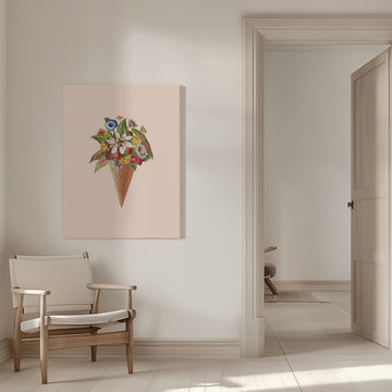 Floral Ice Cream Cone | Canvas - Room Interior 1