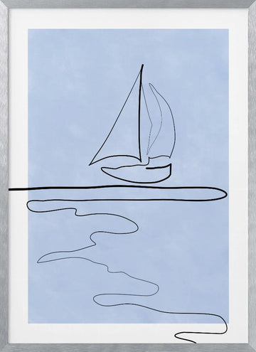 Serene Sailboat Horizon | Poster - Silver Frame Interior