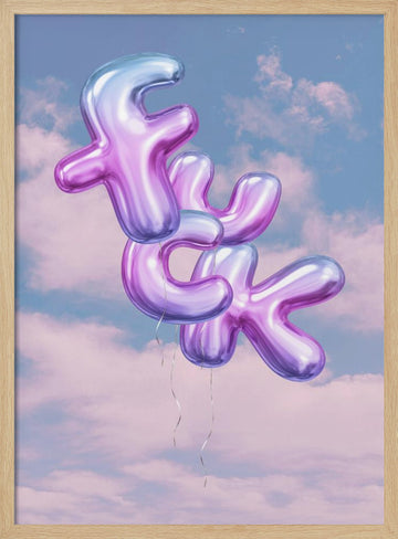 Floating Fuck Balloons | Poster - Wood Frame Interior