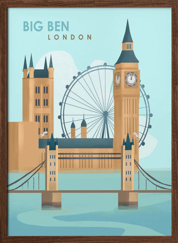 London (2) | Poster - Walnut Frame Interior