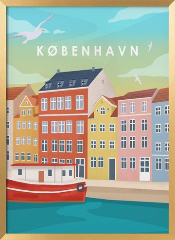 Copenhagen | Poster - Gold Frame Interior