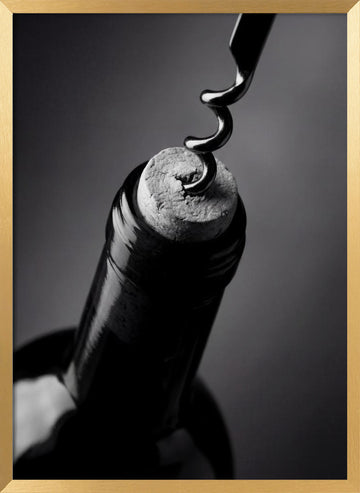Opening Wine Bottle | Poster - Gold Frame Interior