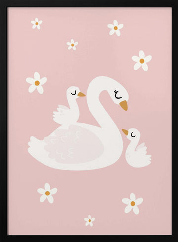Sweet Swan Family | Poster - Black Metal Frame Interior