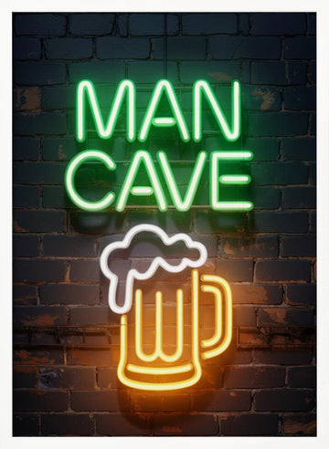 Man Cave Beer Neon | Poster - White Frame Interior
