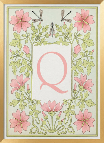 Botanical Letter Q | Poster - Gold Frame Interior