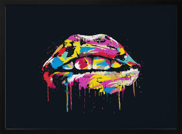 Colorful Lip Splash | Poster - Black Metal Frame Interior