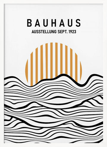 Bauhaus Striped Sun Waves | Poster - White Frame Interior