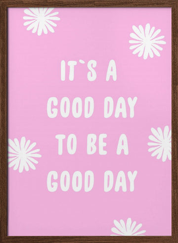 Pink Happy Quote | Poster - Walnut Frame Interior