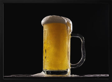 Overflowing Cold Beer | Poster - Black Metal Frame Interior