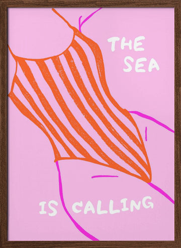 The Sea Is Calling | Poster - Walnut Frame Interior