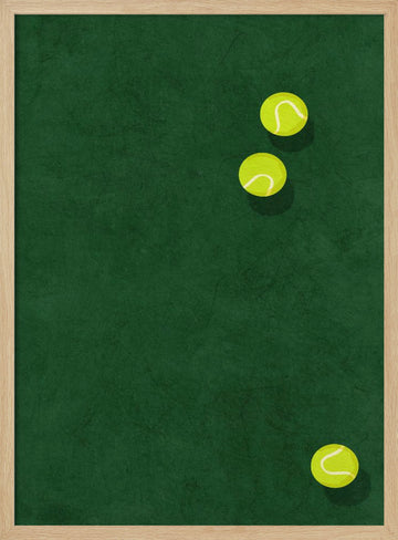 Green Court Tennis Balls | Poster - Wood Frame Interior