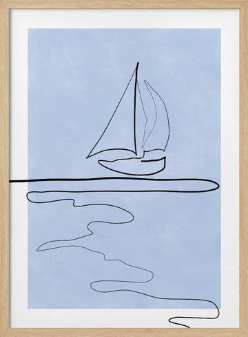 Serene Sailboat Horizon | Poster - Wood Frame Interior