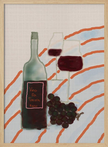 Italian Wine Still Life | Poster - Wood Frame Interior