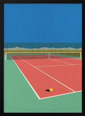 Tennis Court In the Desert | Poster - Black Metal Frame Interior