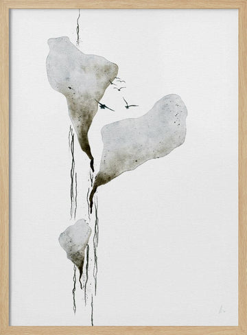 Melting Ice And Birds | Poster - Wood Frame Interior