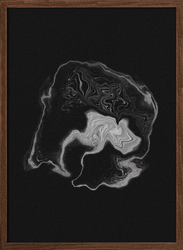 Dynamic Gray Swirl | Poster - Walnut Frame Interior