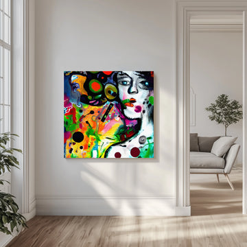 Vibrant Abstract Face | Canvas - Room Interior 1