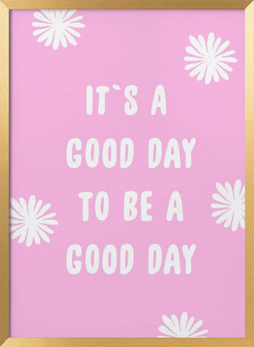 Pink Happy Quote | Poster - Gold Frame Interior