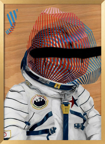Striped Astronaut Helmet | Poster - Gold Frame Interior