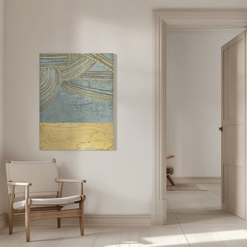 Textured Gold Waves | Canvas - Room Interior 1