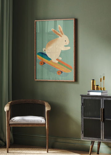 Skateboarding Bunny | Poster - Room Interior 2
