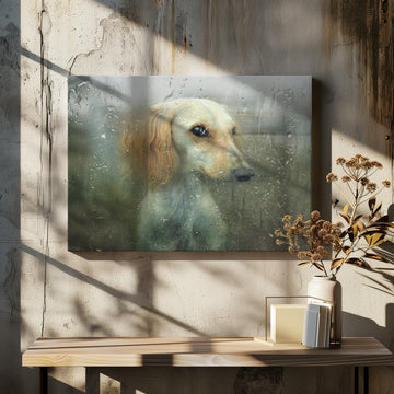Pensive Dog Rainy Window | Canvas - Room Interior 2