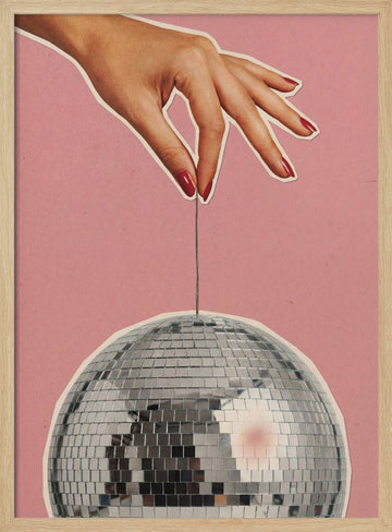 Retro Disco Hand | Poster - Wood Frame Interior