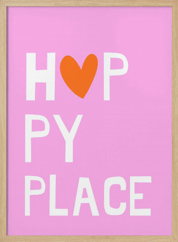 Happy Place Heart | Poster - Wood Frame Interior