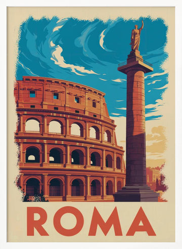 Rome Colosseum Column | Poster - White Frame Interior