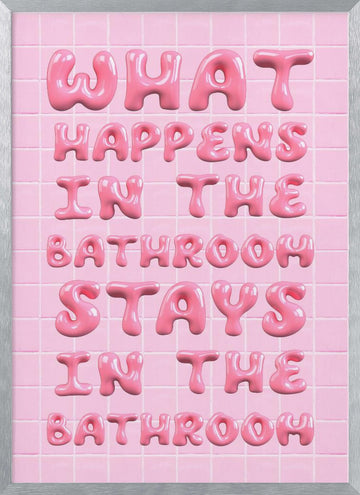 Bubbly Bathroom Rules | Poster - Silver Frame Interior