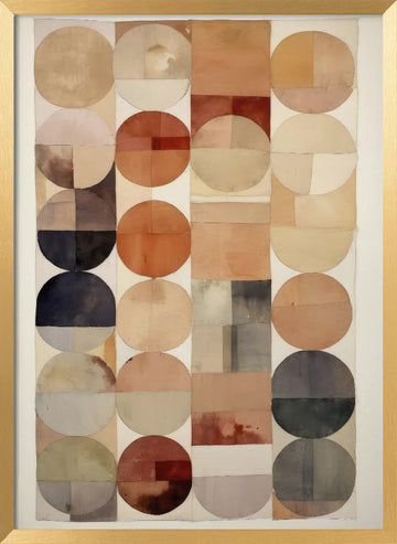 Earthy Geometric Flow | Poster - Gold Frame Interior